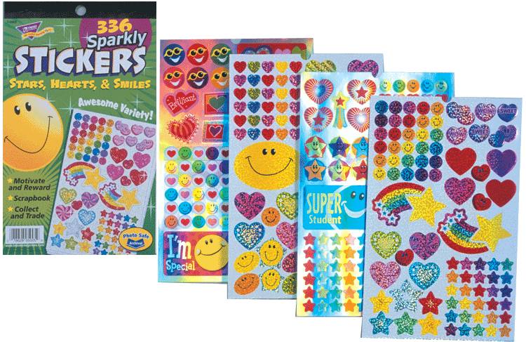 STICKER : Stars,Hearts,& Smiles Spakly Stickers