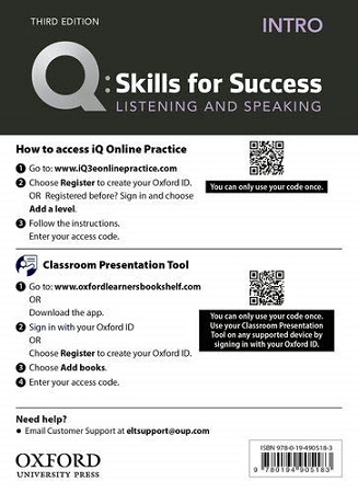 Q: Skills for Success: 3rd Edition Listening and Speaking Intro Teachers Resource Access Code Card