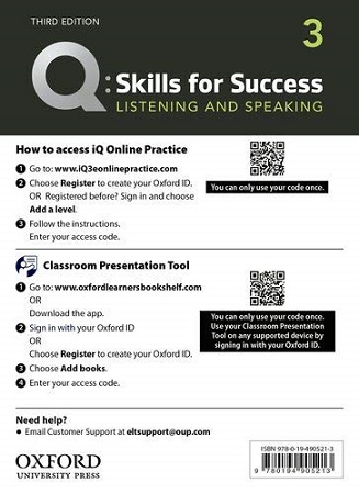 Q: Skills for Success: 3rd Edition Listening and Speaking 3 Teachers Resource Access Code Card