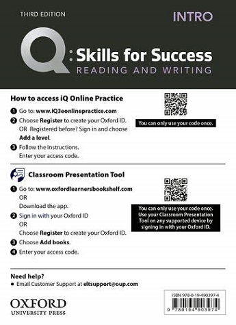 Q: Skills for Success: 3rd Edition Reading and Writings Intro Teachers Resource Access Code Card