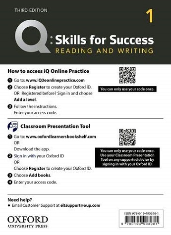 Q: Skills for Success: 3rd Edition Reading and Writings 1 Teachers Resource Access Code Card