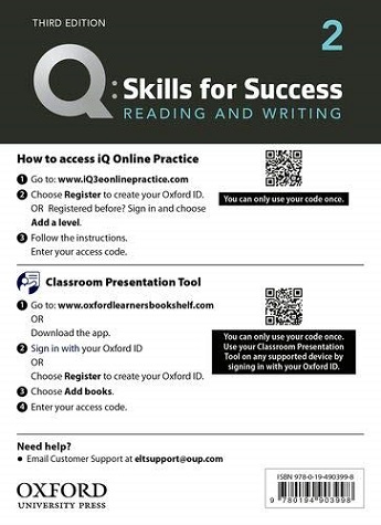 Q: Skills for Success: 3rd Edition Reading and Writings 2 Teachers Resource Access Code Card