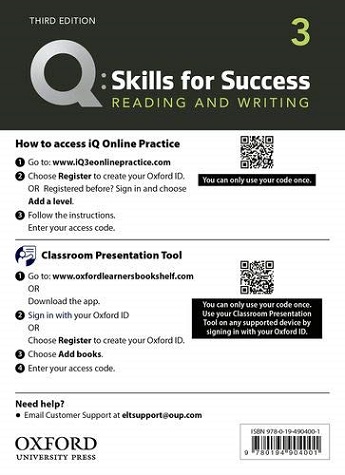 Q: Skills for Success: 3rd Edition Reading and Writings 3 Teachers Resource Access Code Card