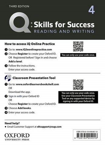 Q: Skills for Success: 3rd Edition Reading and Writings 4 Teachers Resource Access Code Card