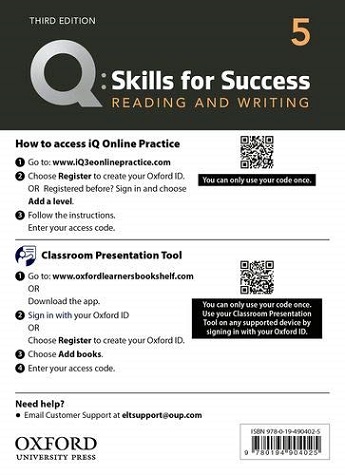 Q: Skills for Success: 3rd Edition Reading and Writings 5 Teachers Resource Access Code Card